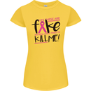 Breast Cancer Awareness Fake Boobs Womens Petite Cut T-Shirt Yellow