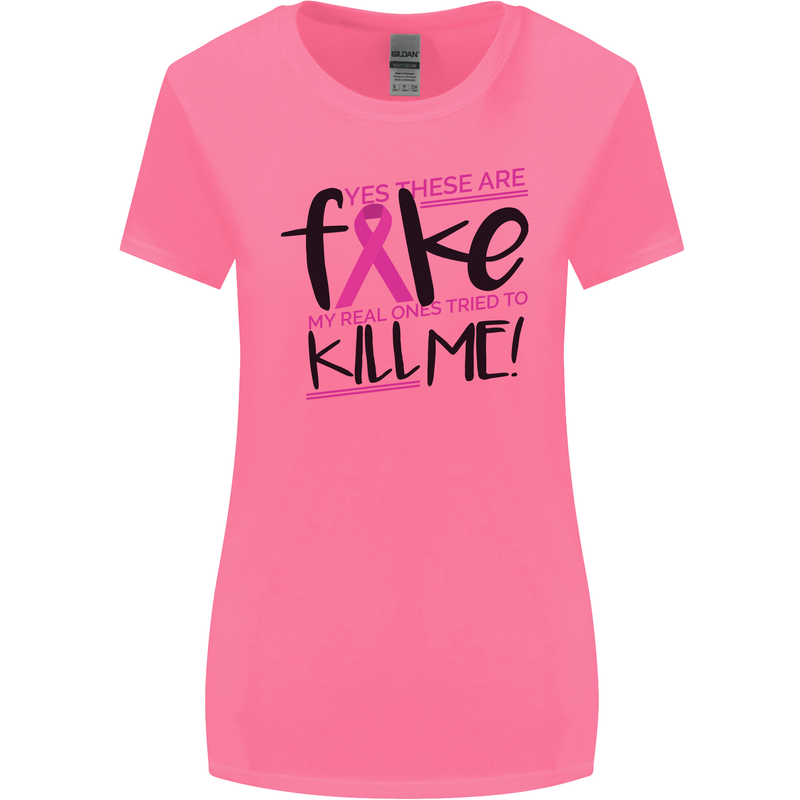 Breast Cancer Awareness Fake Boobs Womens Wider Cut T-Shirt Azalea