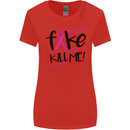 Breast Cancer Awareness Fake Boobs Womens Wider Cut T-Shirt Red