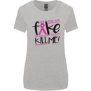 Breast Cancer Awareness Fake Boobs Womens Wider Cut T-Shirt Sports Grey