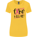 Breast Cancer Awareness Fake Boobs Womens Wider Cut T-Shirt Yellow