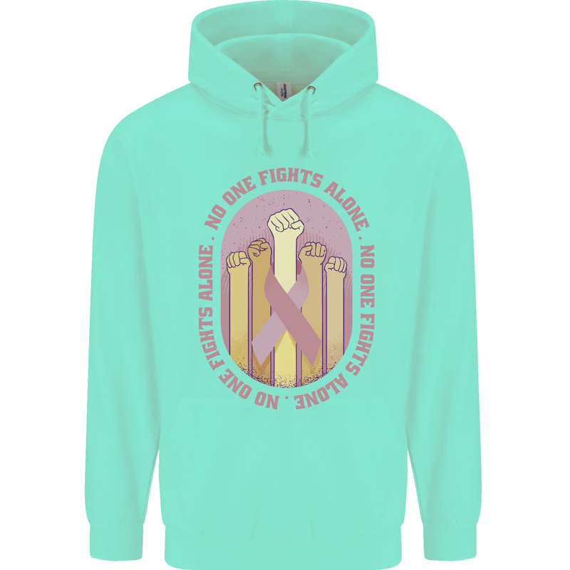 Breast Cancer Awareness Fights Alone Childrens Kids Hoodie Peppermint