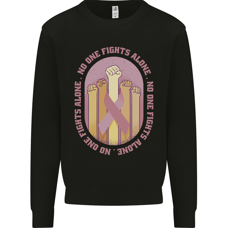 Breast Cancer Awareness Fights Alone Kids Sweatshirt Jumper Black