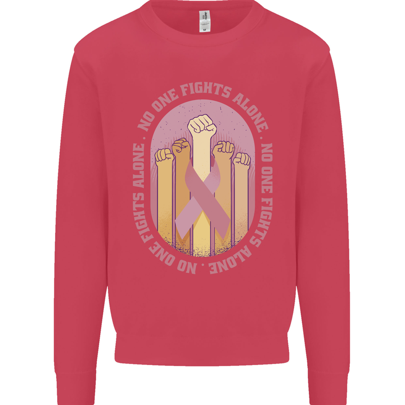 Breast Cancer Awareness Fights Alone Kids Sweatshirt Jumper Heliconia