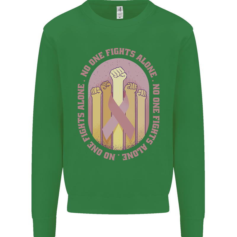Breast Cancer Awareness Fights Alone Kids Sweatshirt Jumper Irish Green