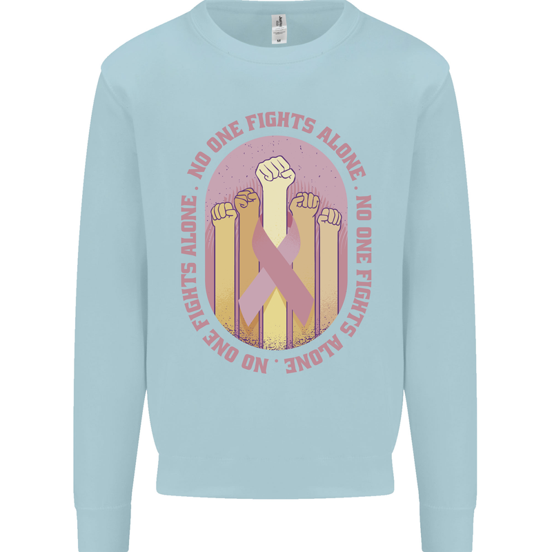 Breast Cancer Awareness Fights Alone Kids Sweatshirt Jumper Light Blue