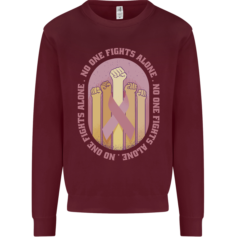 Breast Cancer Awareness Fights Alone Kids Sweatshirt Jumper Maroon