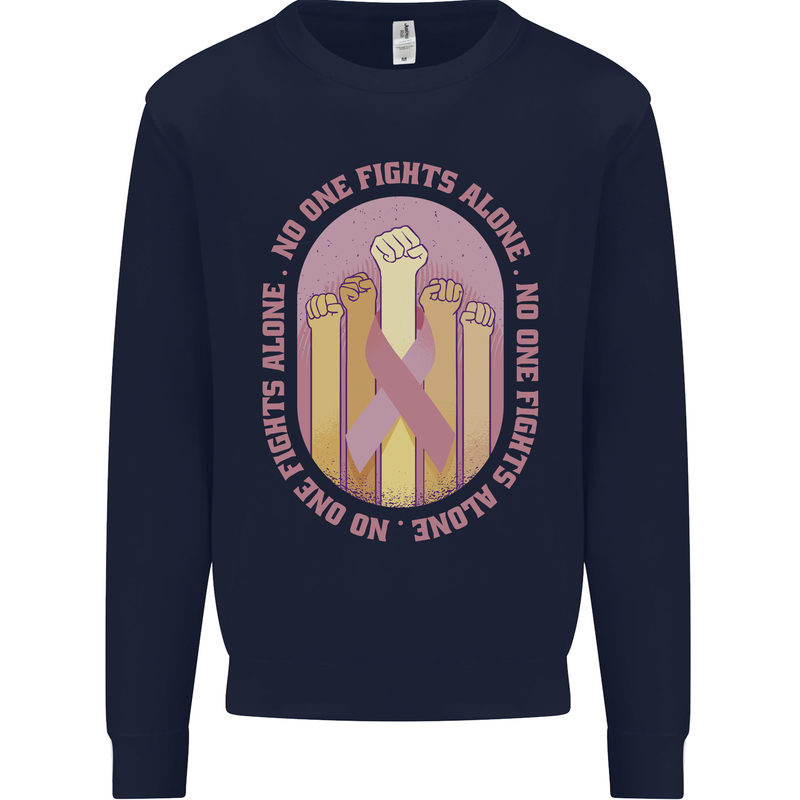 Breast Cancer Awareness Fights Alone Kids Sweatshirt Jumper Navy Blue