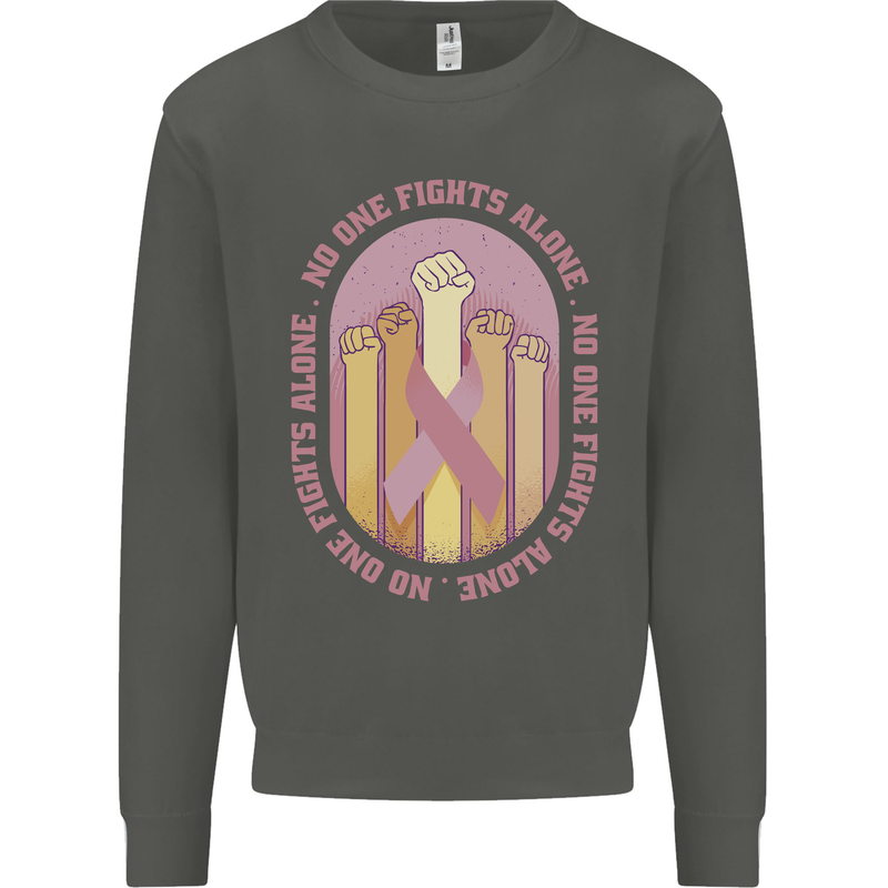 Breast Cancer Awareness Fights Alone Kids Sweatshirt Jumper Storm Grey