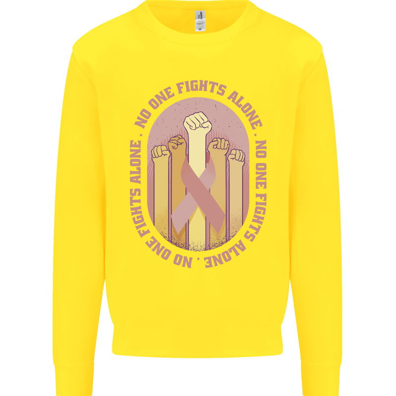 Breast Cancer Awareness Fights Alone Kids Sweatshirt Jumper Yellow
