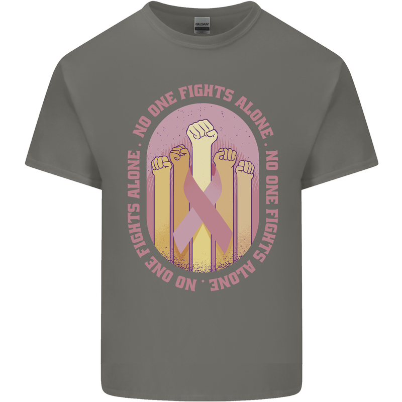 Breast Cancer Awareness Fights Alone Kids T-Shirt Childrens Charcoal
