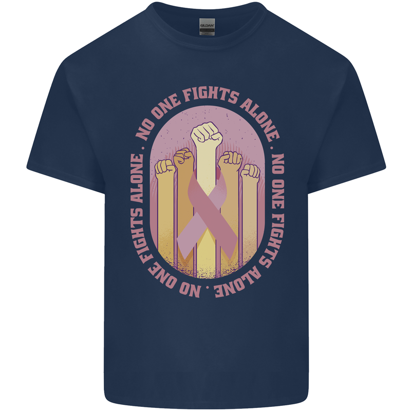 Breast Cancer Awareness Fights Alone Kids T-Shirt Childrens Navy Blue
