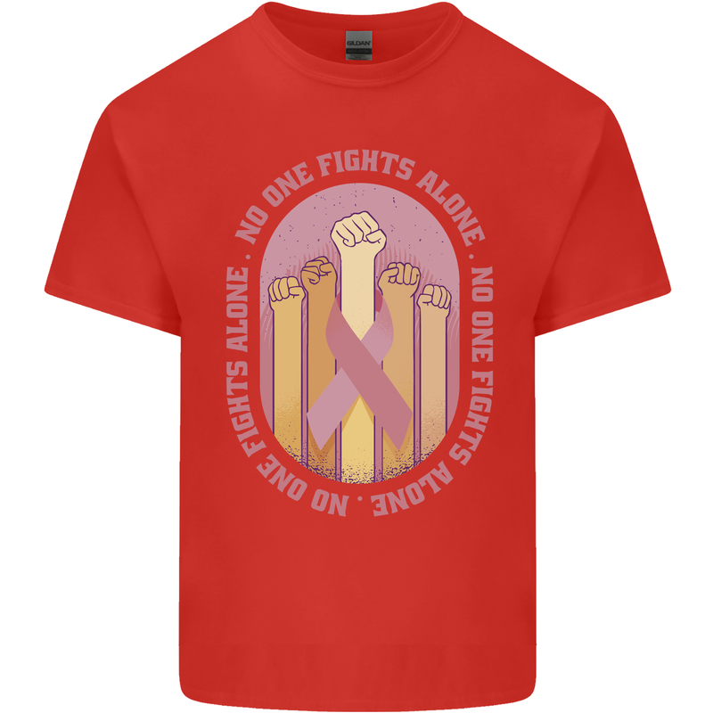 Breast Cancer Awareness Fights Alone Kids T-Shirt Childrens Red