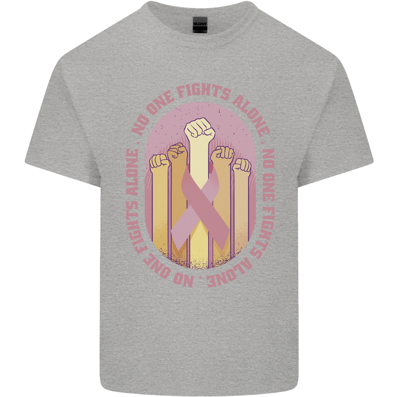 Breast Cancer Awareness Fights Alone Kids T-Shirt Childrens Sports Grey