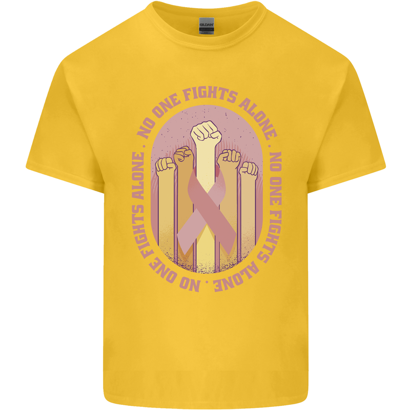 Breast Cancer Awareness Fights Alone Kids T-Shirt Childrens Yellow