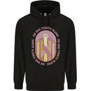 Breast Cancer Awareness Fights Alone Mens 80% Cotton Hoodie Black