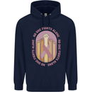 Breast Cancer Awareness Fights Alone Mens 80% Cotton Hoodie Navy Blue