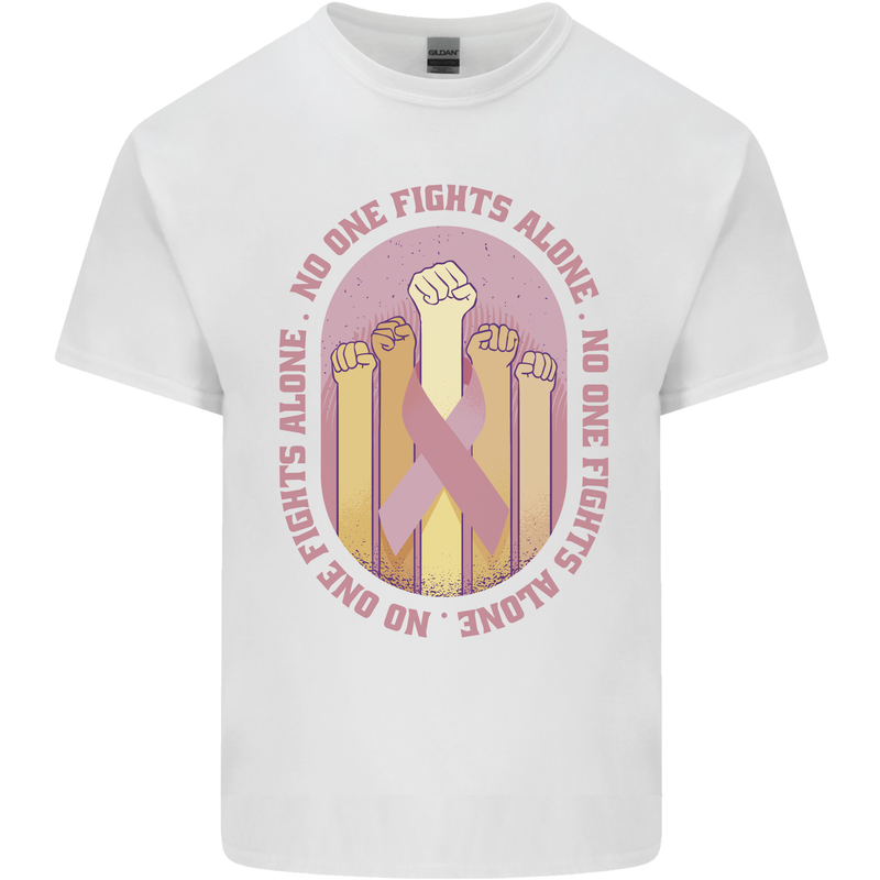 Breast Cancer Awareness Fights Alone Mens Cotton T-Shirt Tee Top White