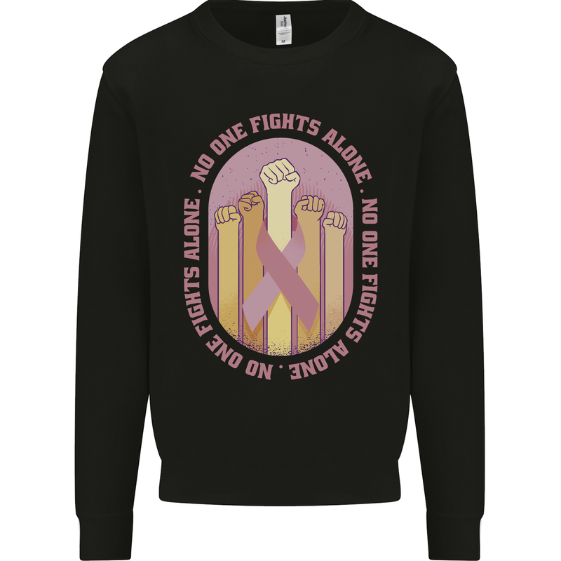 Breast Cancer Awareness Fights Alone Mens Sweatshirt Jumper Black