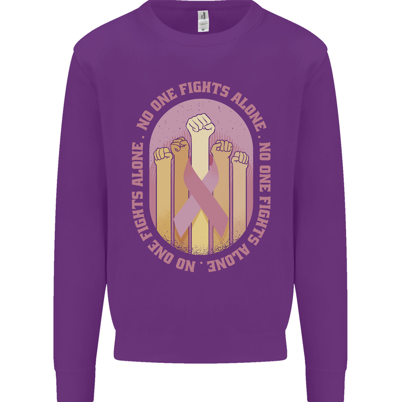 Breast Cancer Awareness Fights Alone Mens Sweatshirt Jumper Purple
