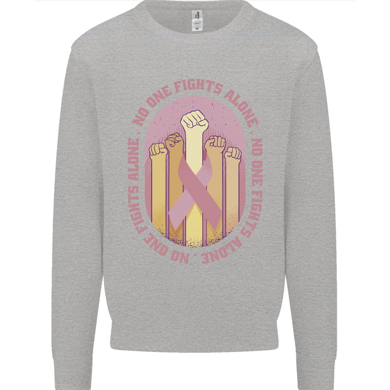 Breast Cancer Awareness Fights Alone Mens Sweatshirt Jumper Sports Grey