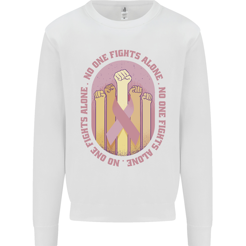 Breast Cancer Awareness Fights Alone Mens Sweatshirt Jumper White