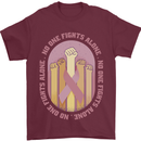 Breast Cancer Awareness Fights Alone Mens T-Shirt 100% Cotton Maroon