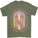 Breast Cancer Awareness Fights Alone Mens T-Shirt 100% Cotton Military Green
