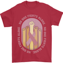 Breast Cancer Awareness Fights Alone Mens T-Shirt 100% Cotton Red