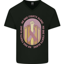 Breast Cancer Awareness Fights Alone Mens V-Neck Cotton T-Shirt Black