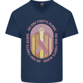 Breast Cancer Awareness Fights Alone Mens V-Neck Cotton T-Shirt Navy Blue