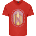 Breast Cancer Awareness Fights Alone Mens V-Neck Cotton T-Shirt Red