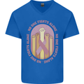 Breast Cancer Awareness Fights Alone Mens V-Neck Cotton T-Shirt Royal Blue