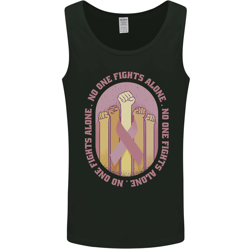 Breast Cancer Awareness Fights Alone Mens Vest Tank Top Black