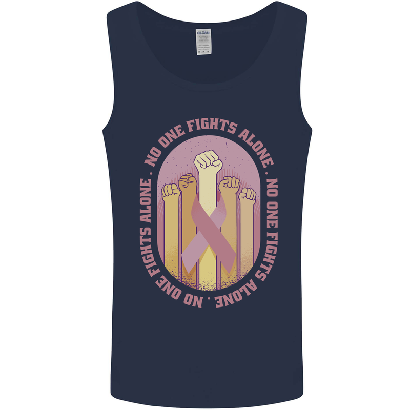 Breast Cancer Awareness Fights Alone Mens Vest Tank Top Navy Blue