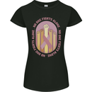 Breast Cancer Awareness Fights Alone Womens Petite Cut T-Shirt Black