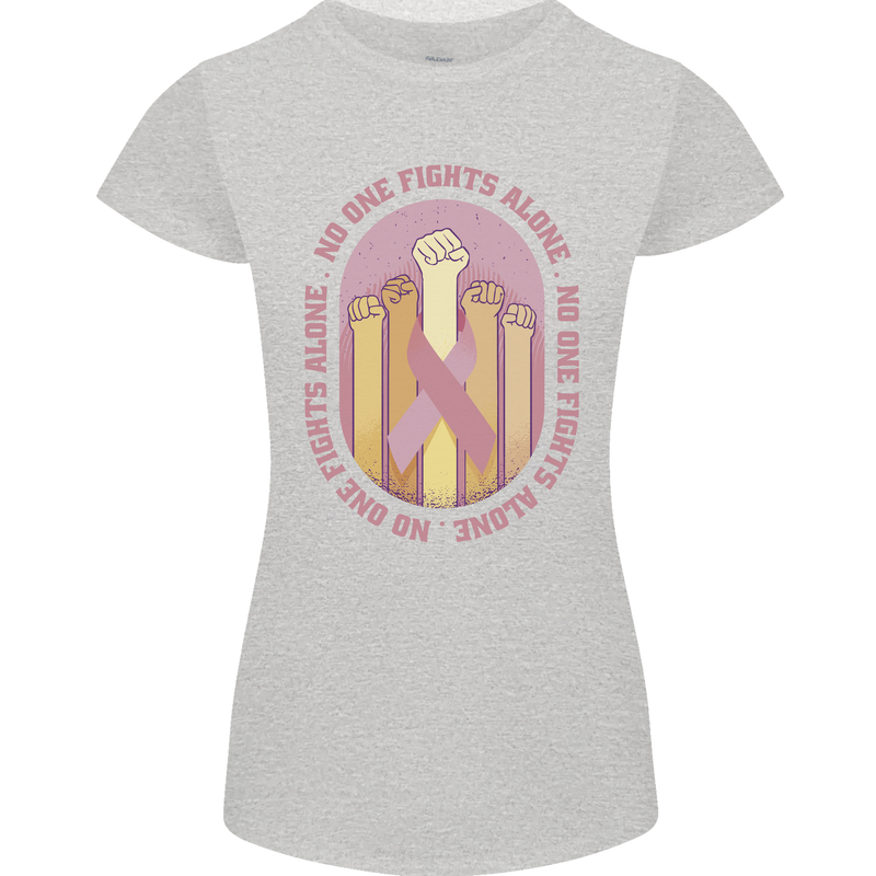 Breast Cancer Awareness Fights Alone Womens Petite Cut T-Shirt Sports Grey