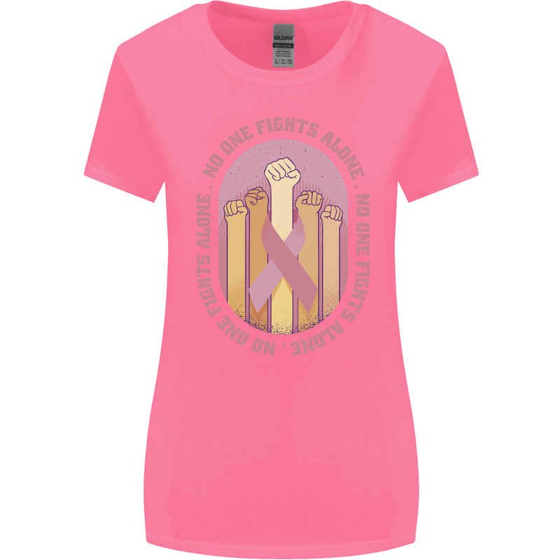 Breast Cancer Awareness Fights Alone Womens Wider Cut T-Shirt Azalea