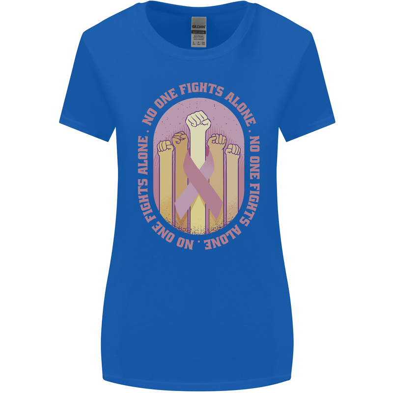 Breast Cancer Awareness Fights Alone Womens Wider Cut T-Shirt Royal Blue