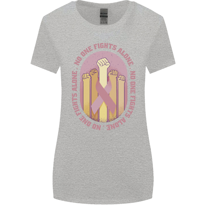 Breast Cancer Awareness Fights Alone Womens Wider Cut T-Shirt Sports Grey
