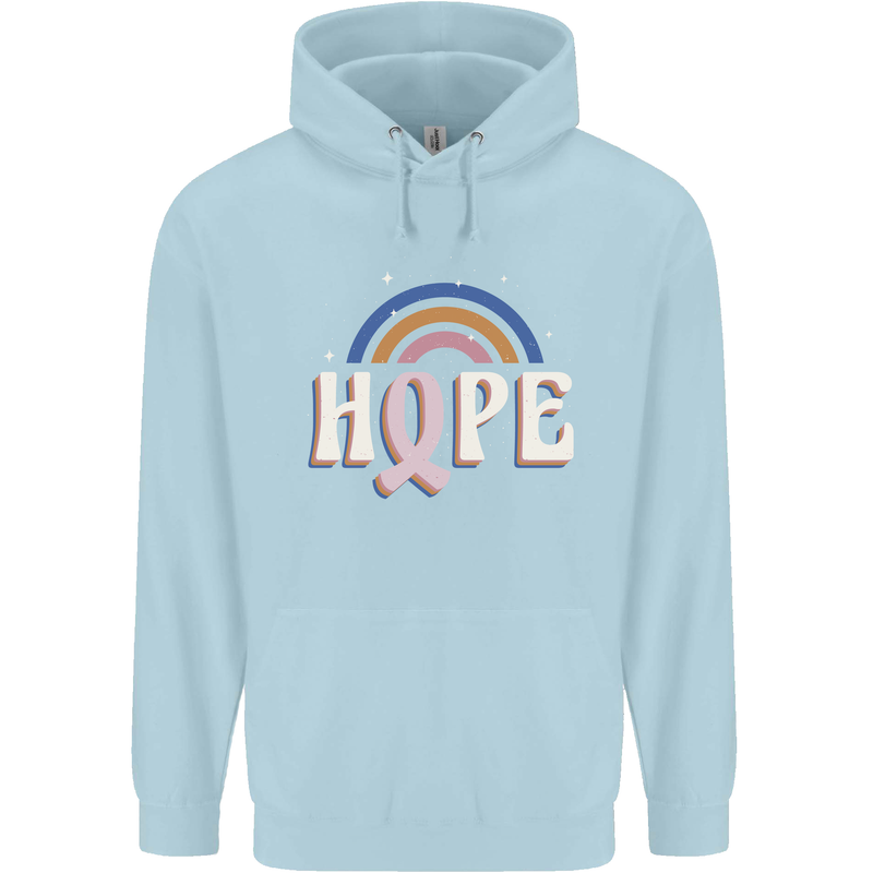 Breast Cancer Awareness Hope Childrens Kids Hoodie Light Blue