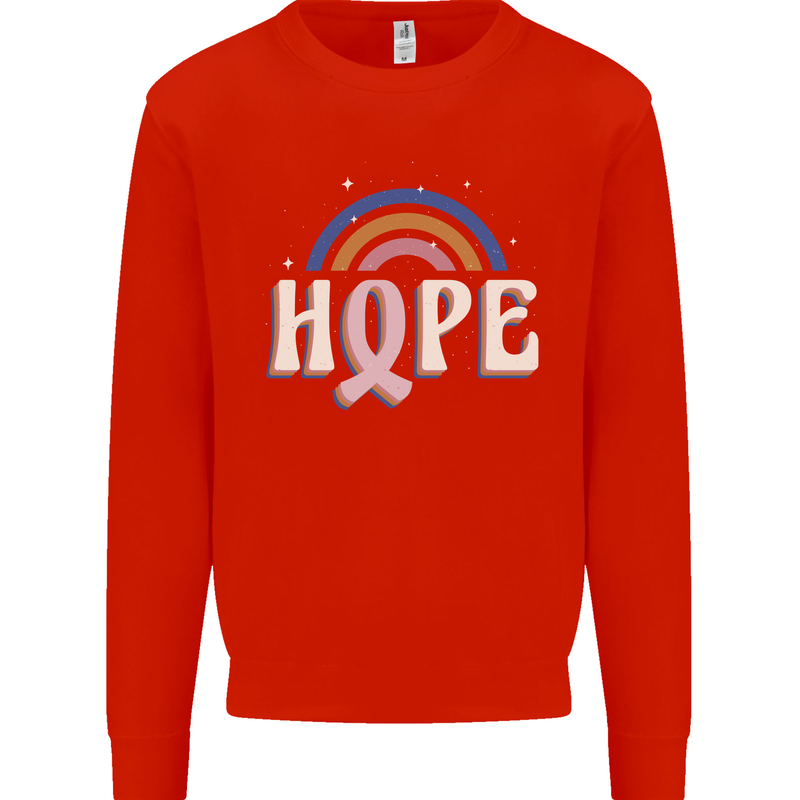 Breast Cancer Awareness Hope Kids Sweatshirt Jumper Bright Red