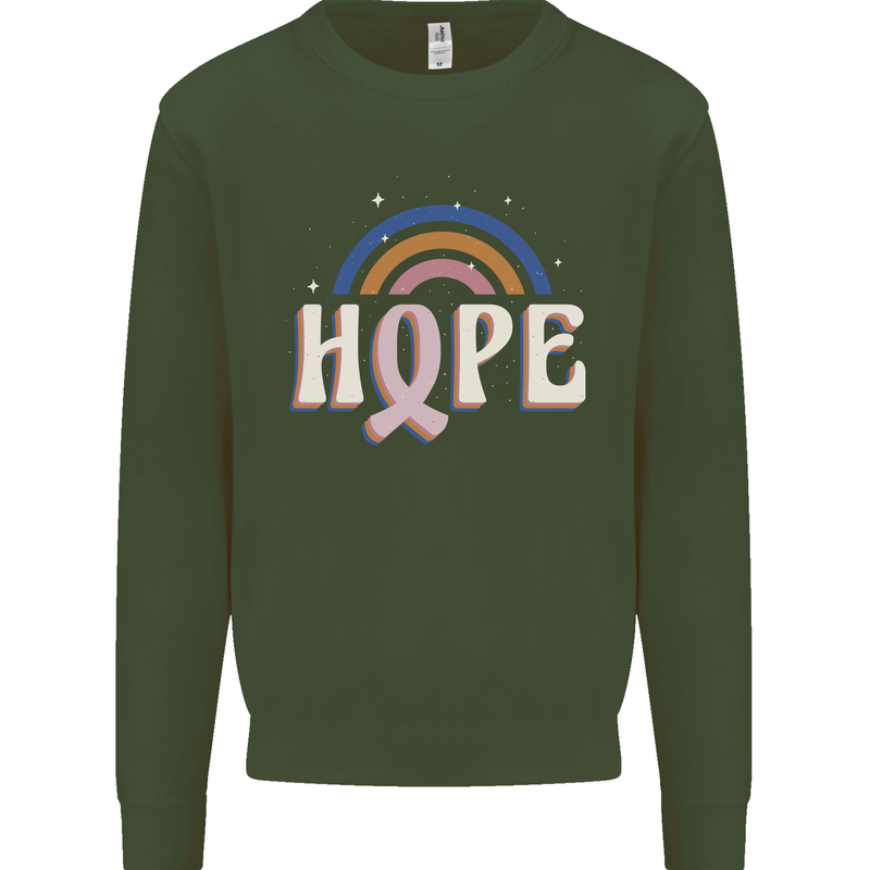 Breast Cancer Awareness Hope Kids Sweatshirt Jumper Forest Green