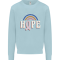 Breast Cancer Awareness Hope Kids Sweatshirt Jumper Light Blue