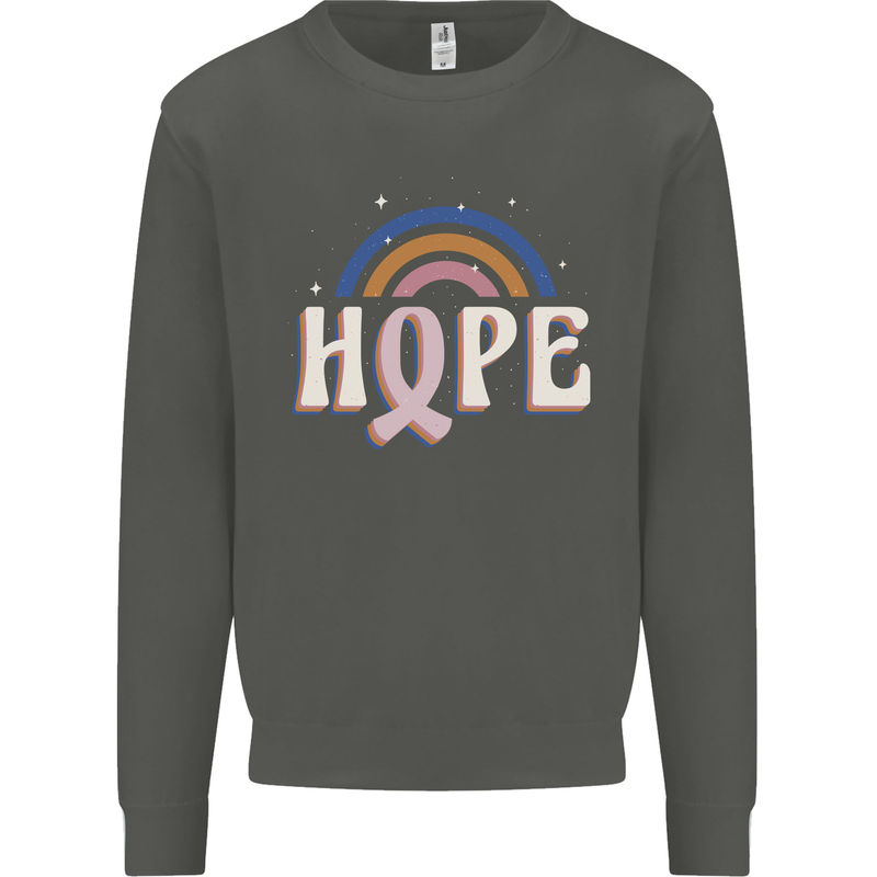 Breast Cancer Awareness Hope Kids Sweatshirt Jumper Storm Grey