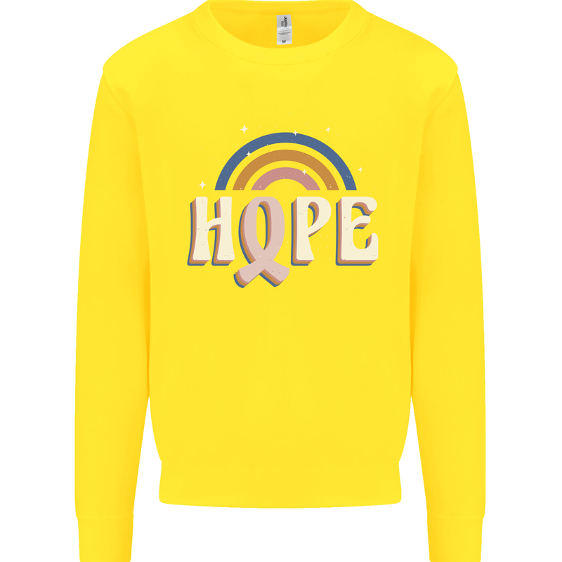 Breast Cancer Awareness Hope Kids Sweatshirt Jumper Yellow