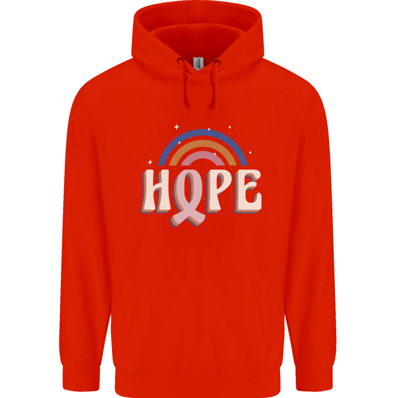 Breast Cancer Awareness Hope Mens 80% Cotton Hoodie Bright Red