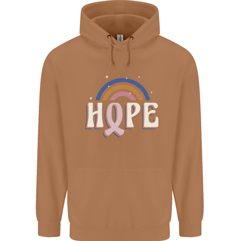 Breast Cancer Awareness Hope Mens 80% Cotton Hoodie Caramel Latte
