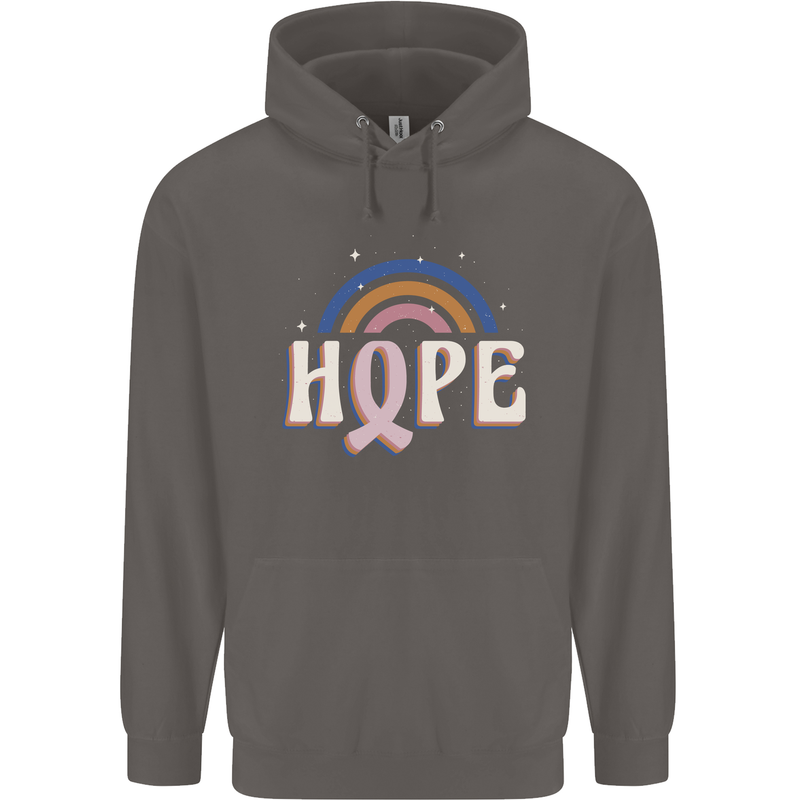 Breast Cancer Awareness Hope Mens 80% Cotton Hoodie Charcoal