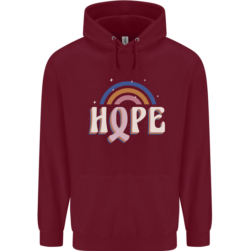 Breast Cancer Awareness Hope Mens 80% Cotton Hoodie Maroon